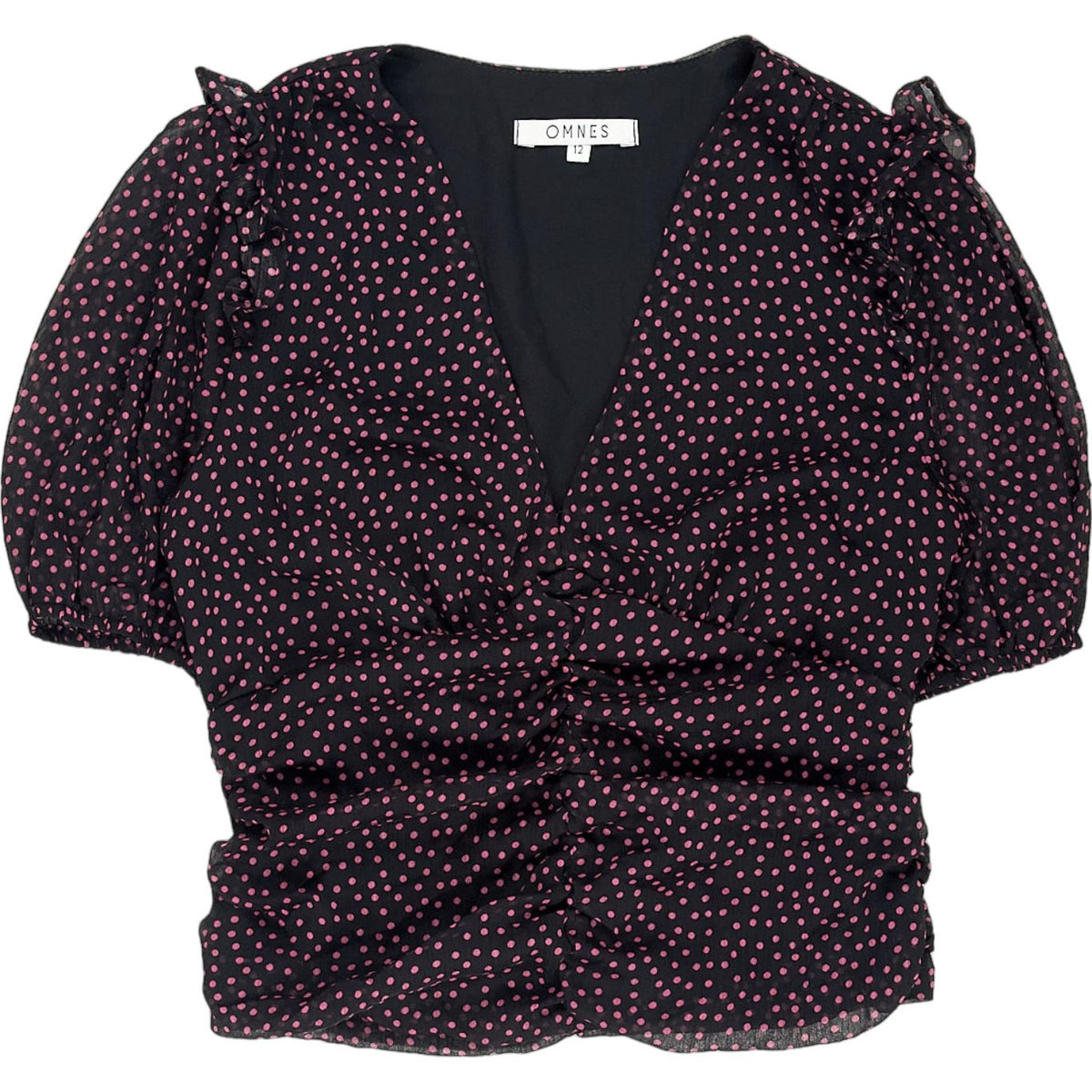 OMNES Black Pink Polka Dot Top