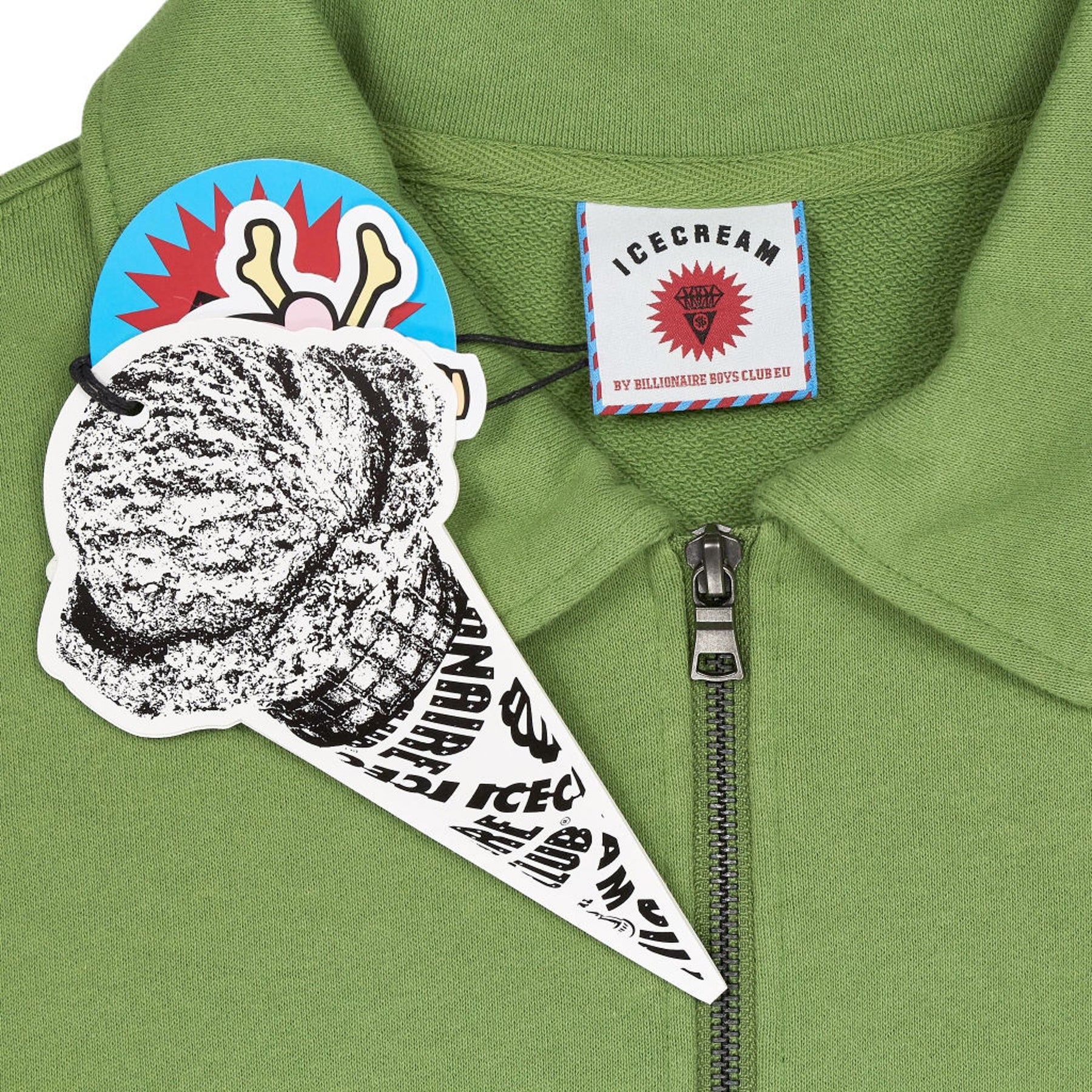 Icecream Green Half Zip Collared Sweatshirt