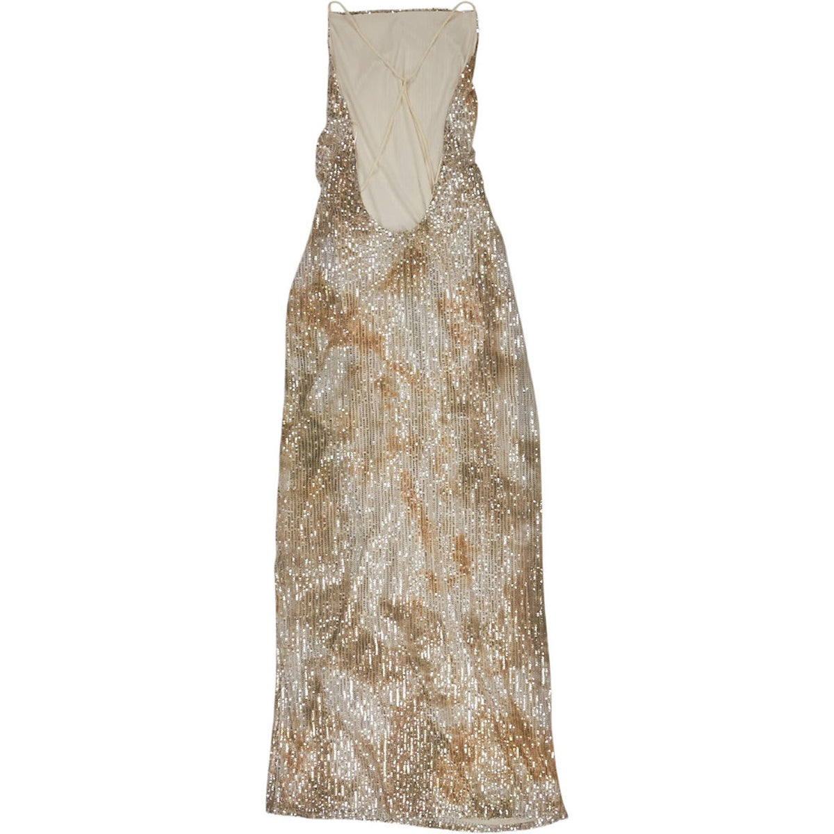 Pull & Bear Sequin Gold Maxi Dress