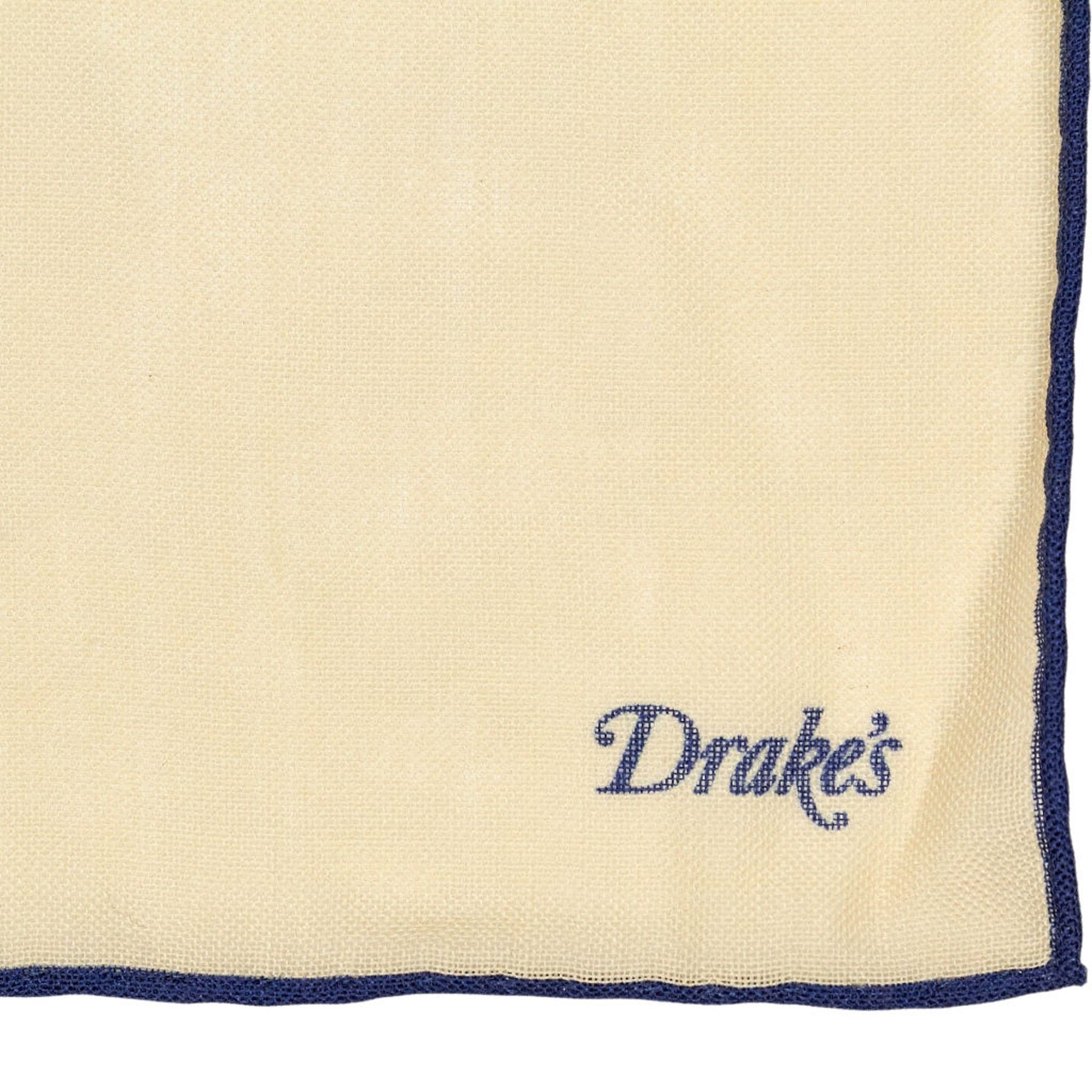 Drake's Cream Wool Silk Pocket Square