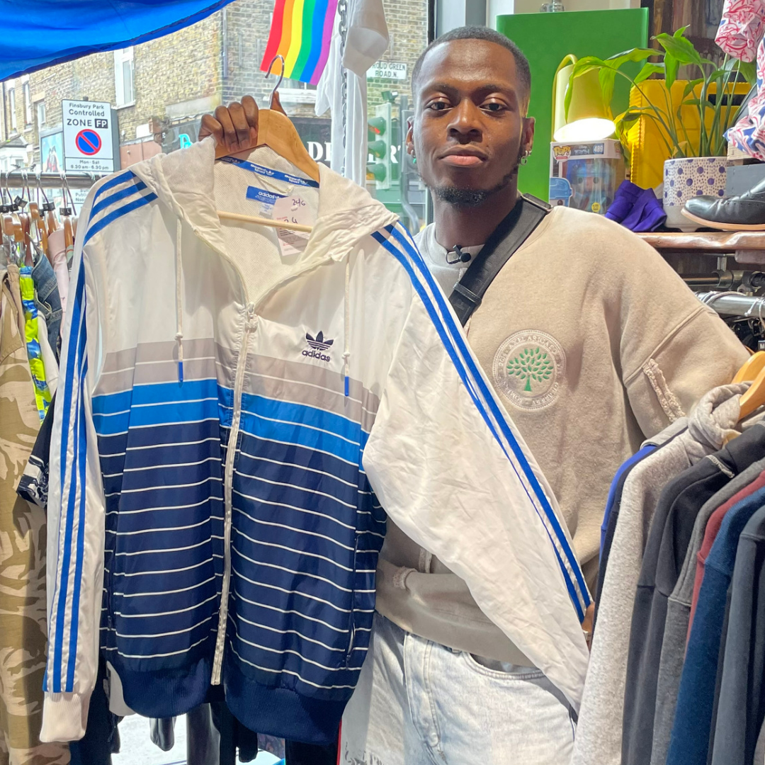 Blue white striped hoodie sales