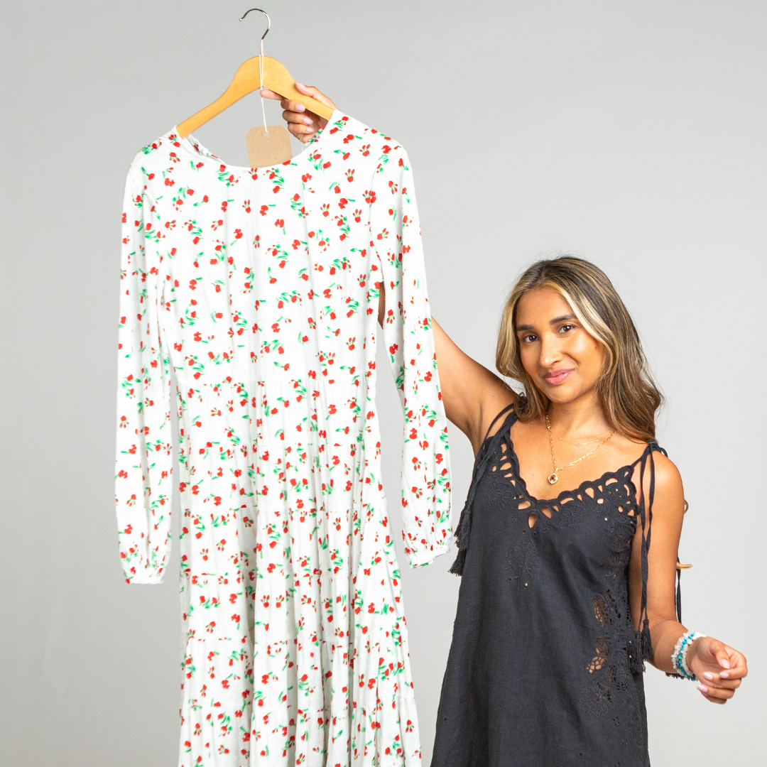 Rixo White Poppy Maxi Dress