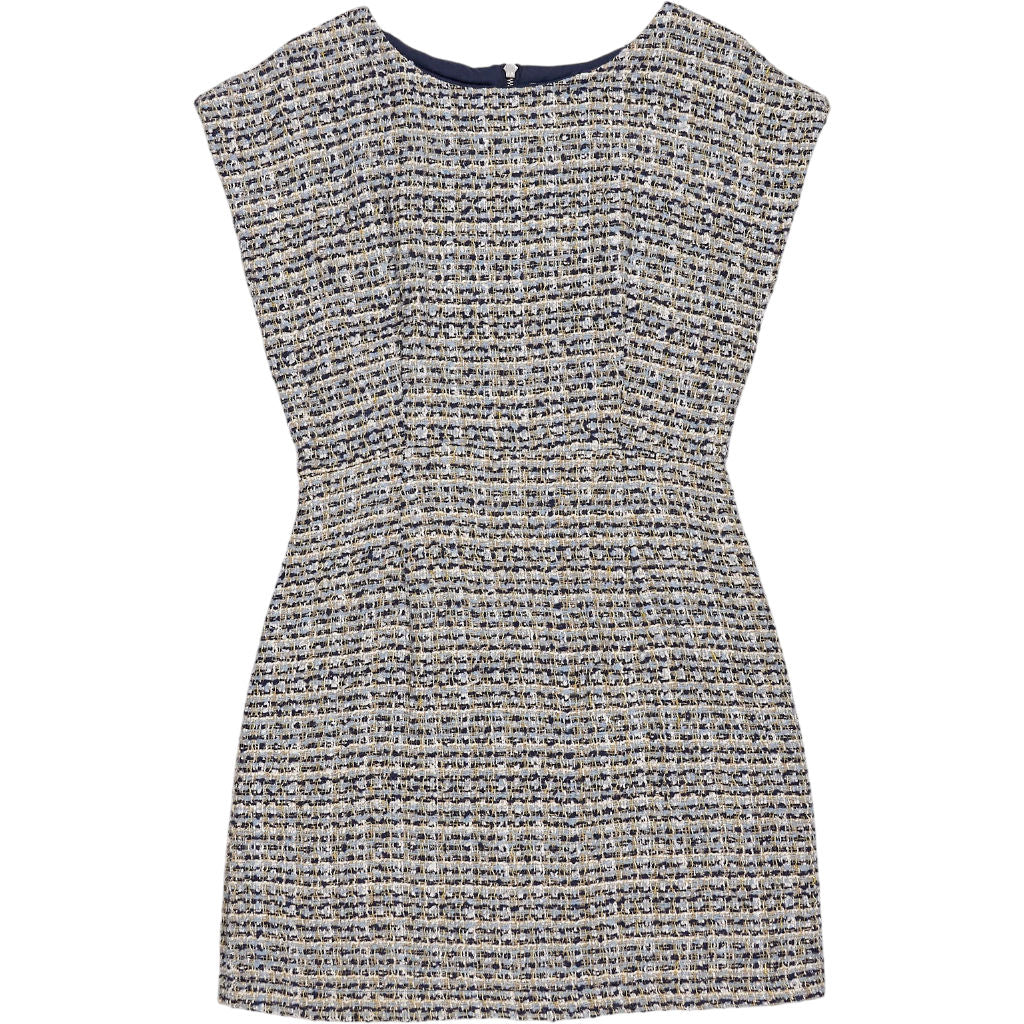 Apricot Blue Tweed Shift Dress