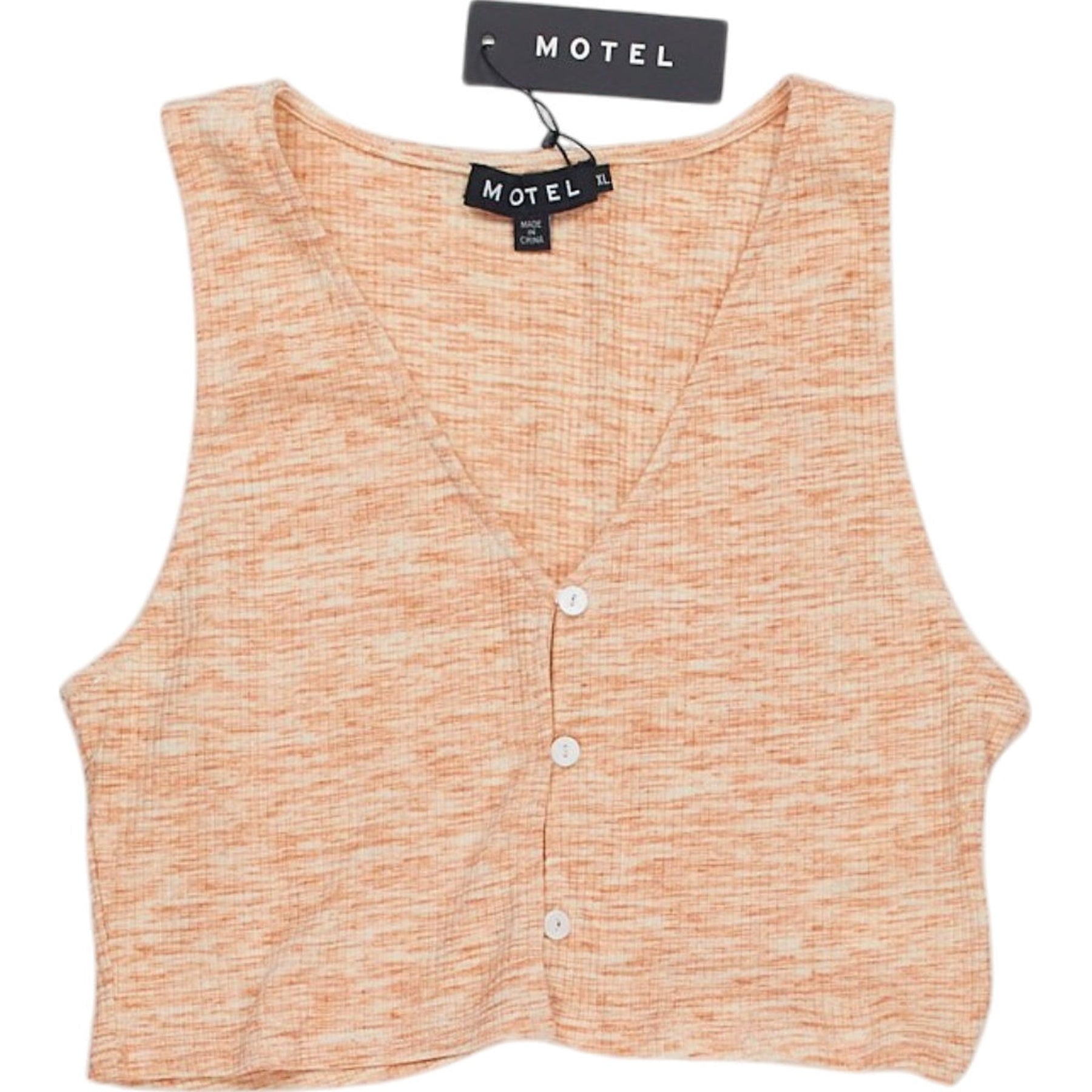 Motel Orange Ribbed Crop Top