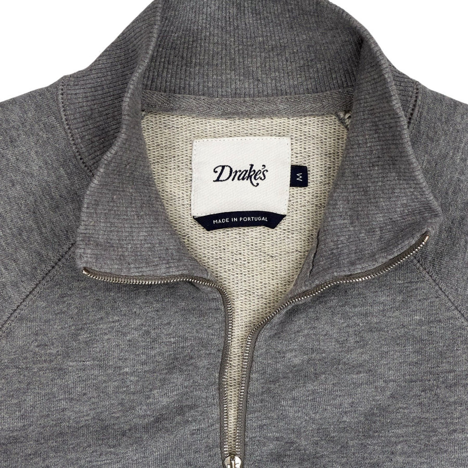 Drake's Grey Quarter-Zip Sweatshirt M