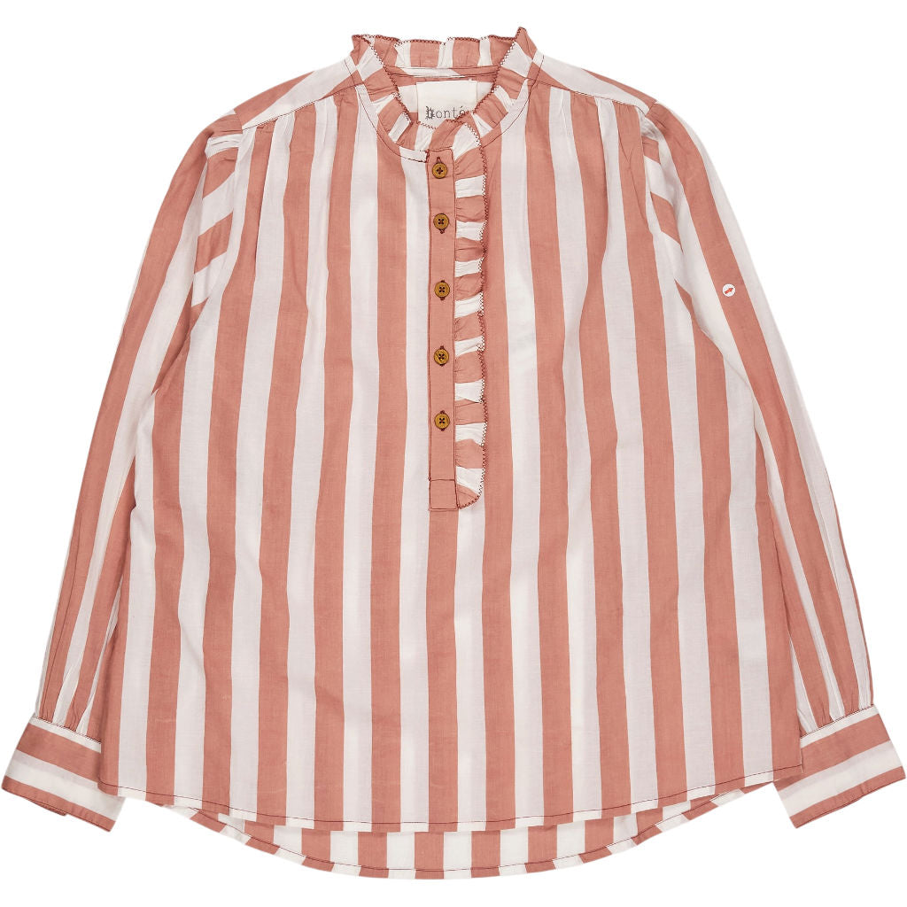 Bonte Dusty Rose White Striped Anais Blouse