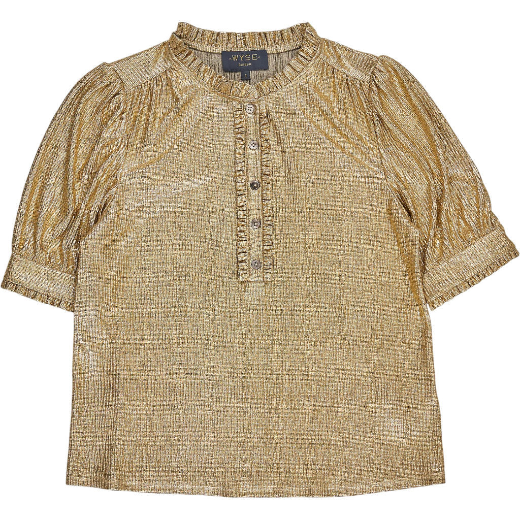 Wyse Gold Metallic Short Sleeve Top