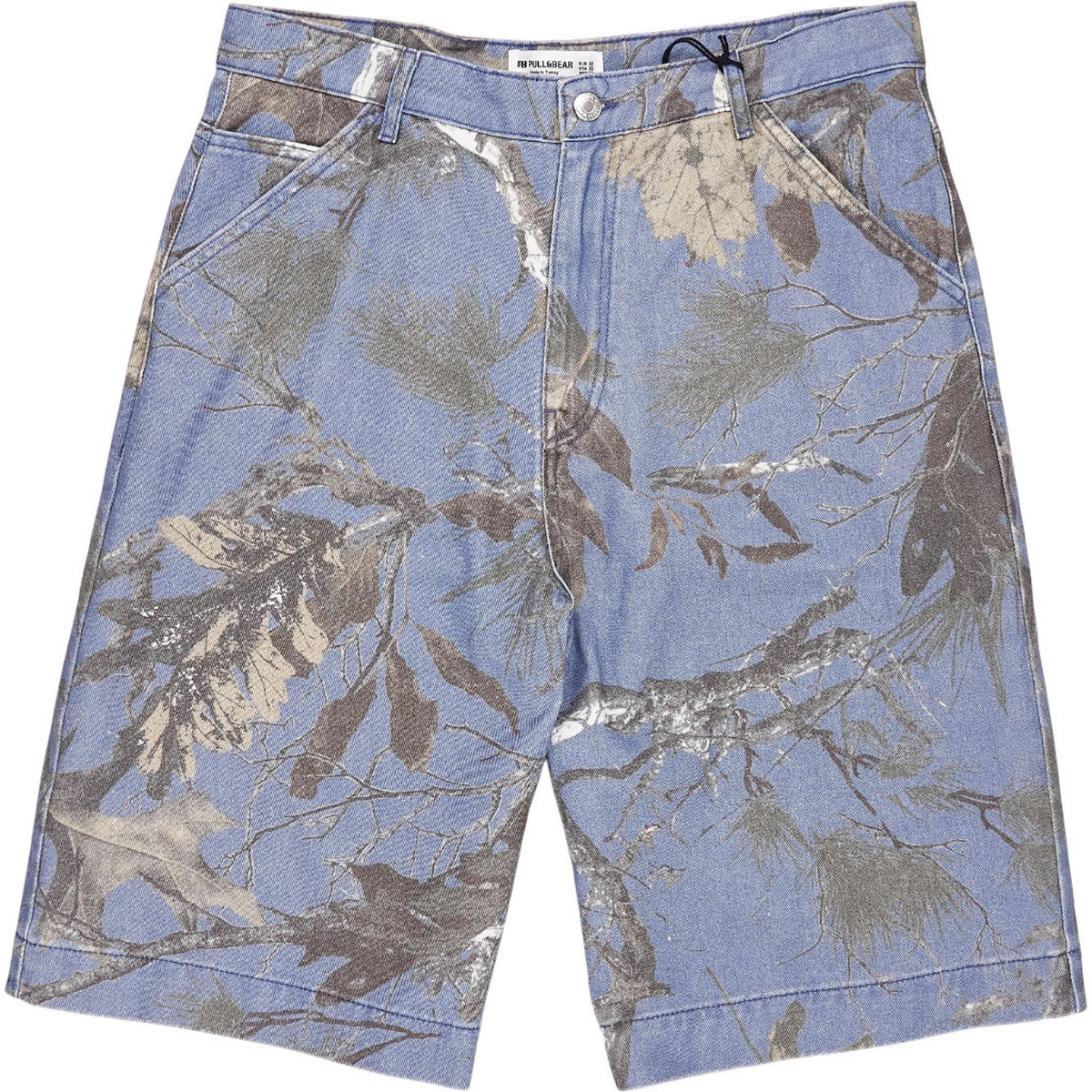 Pull & Bear Blue Camo Denim Shorts