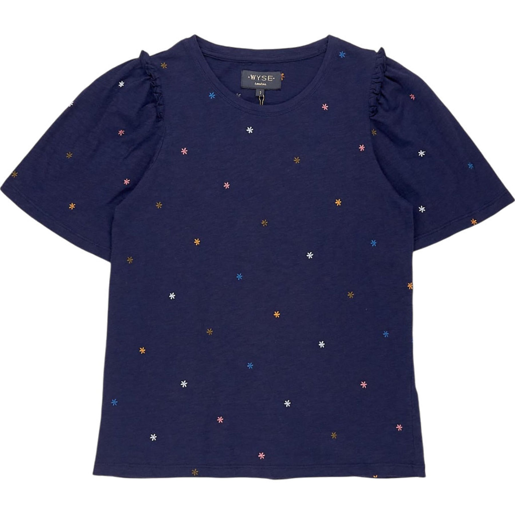 Wyse Navy Embroidered Tee