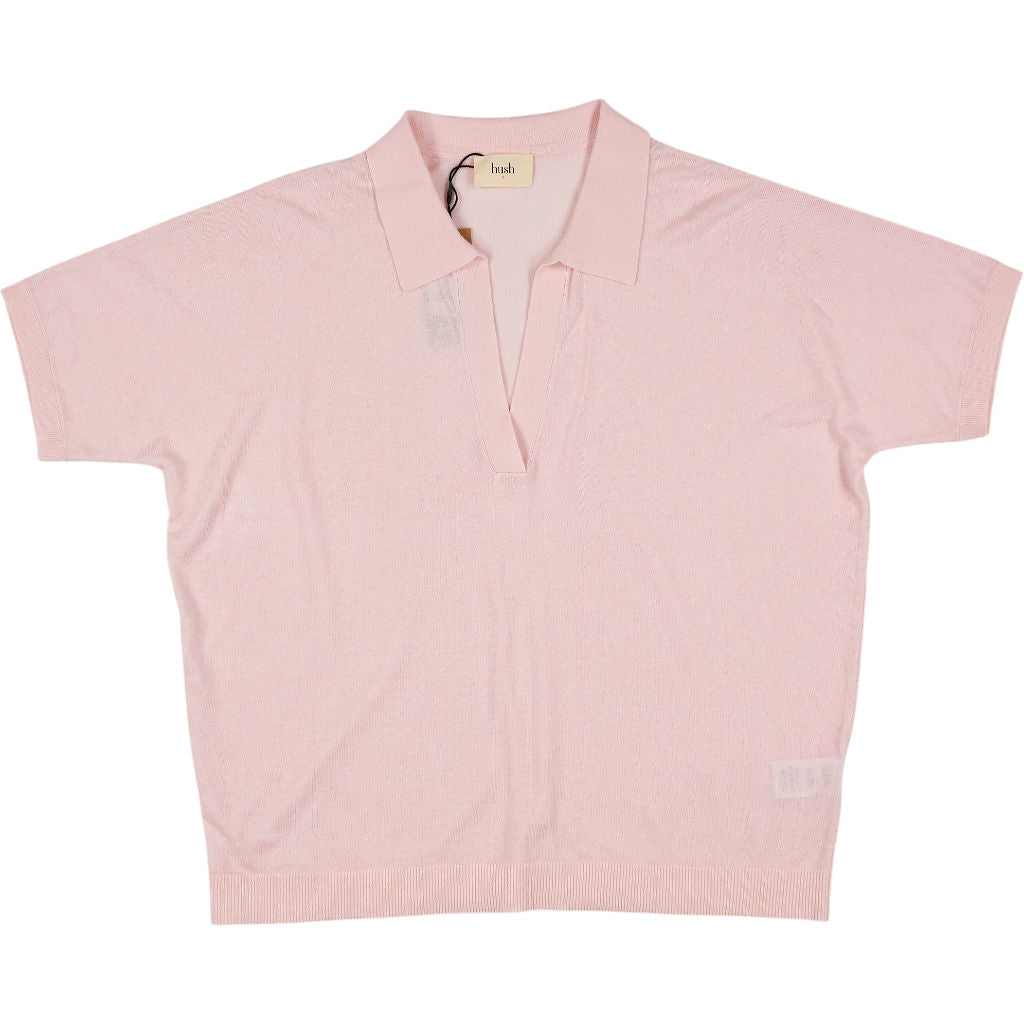 Hush Soft Pink Lulu Knitted Linen Blend Tee