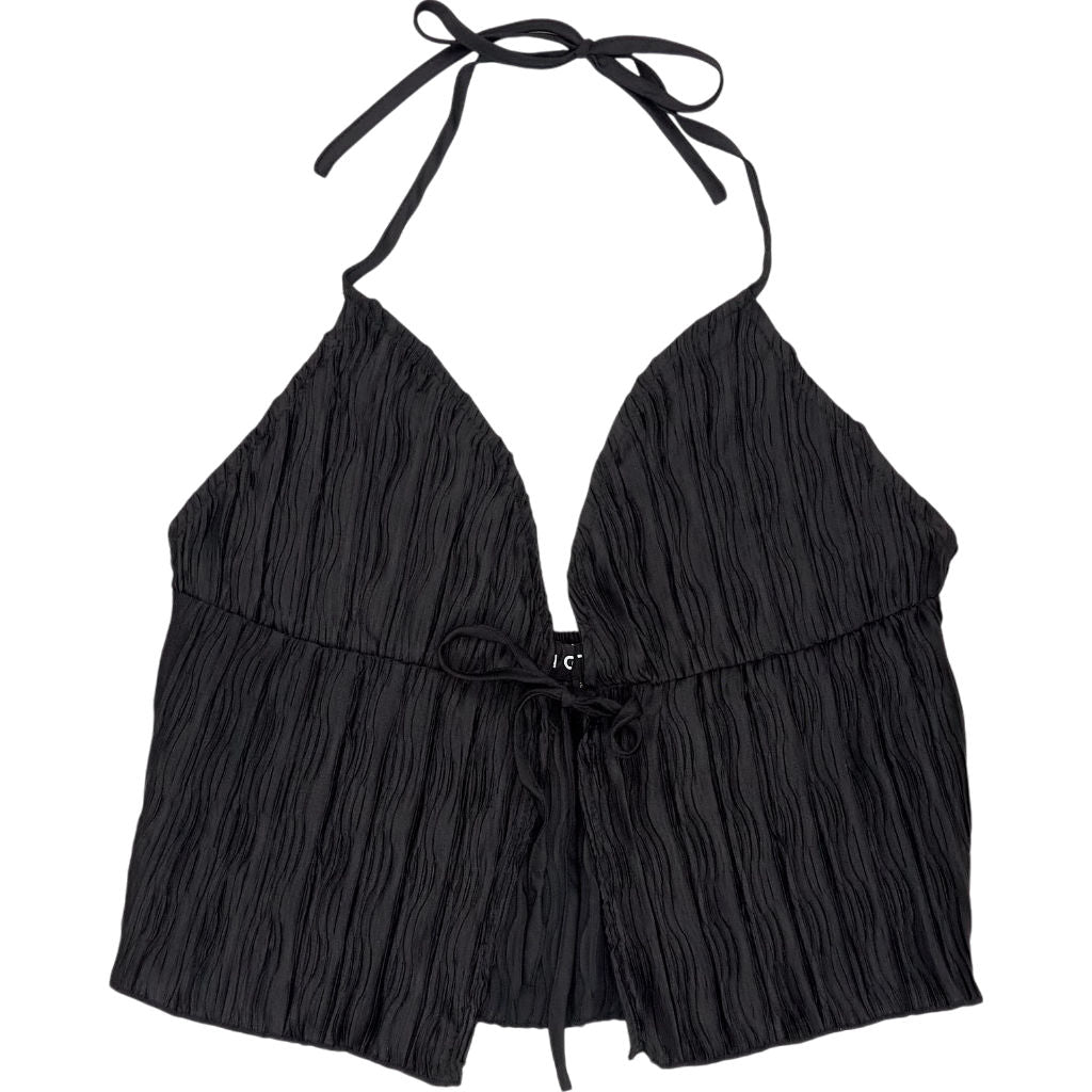 Motel Black Crinkled Dana Top