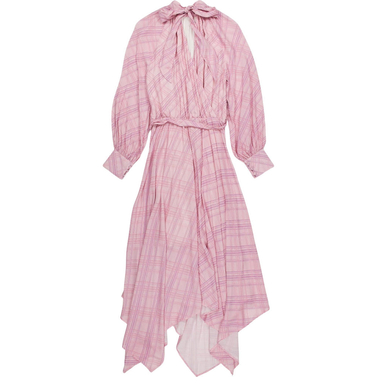 OMNES Pink Check Midi Dress