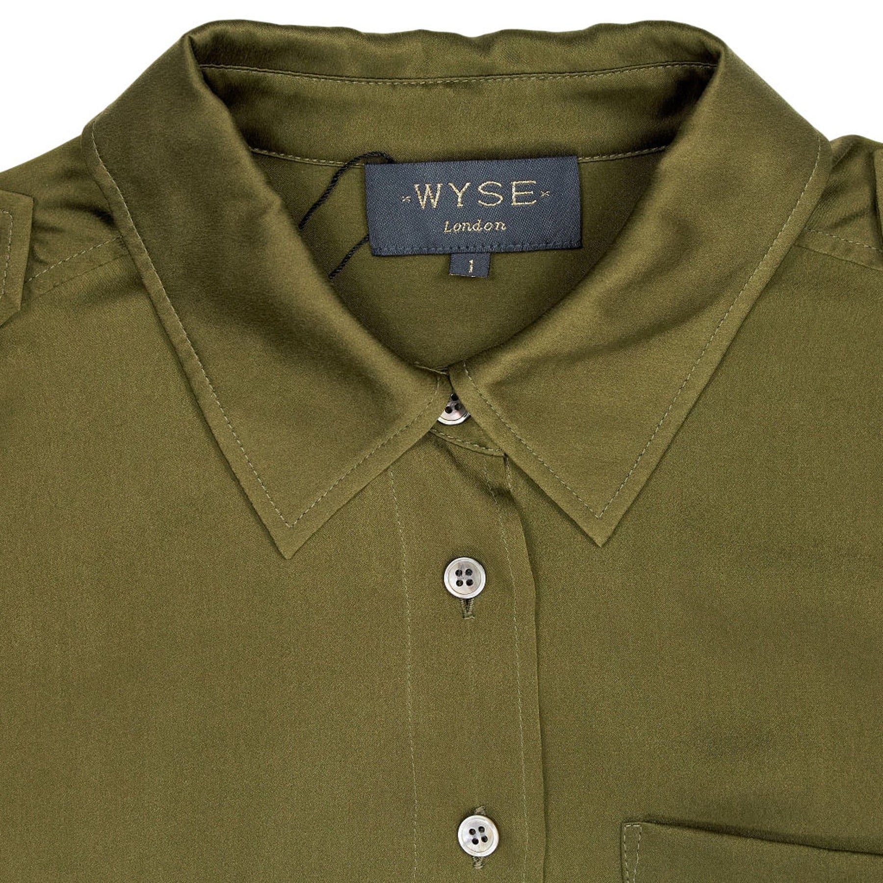 Wyse Khaki Silk Satin Shirt 1