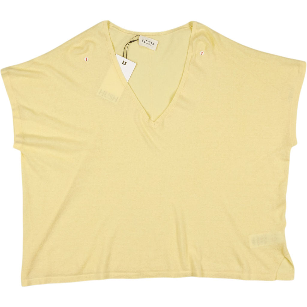Hush Pale Yellow Emmerline Linen Blend Knitted Top