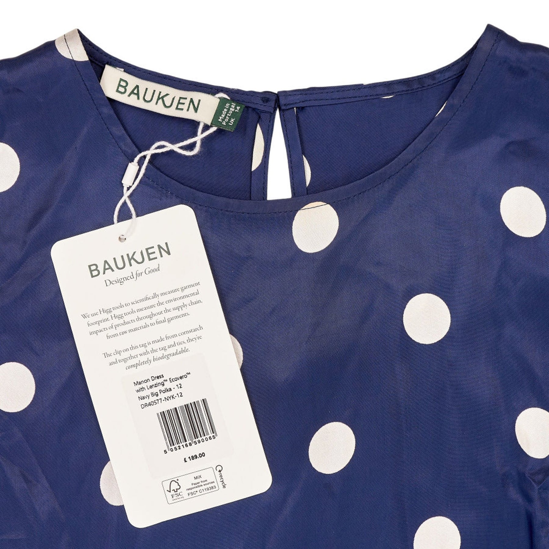 Baukjen Navy Polka Dot Manon Dress