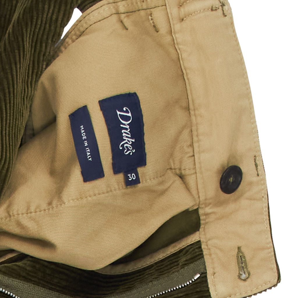 Drakes Corduroy Tan One Pleat Chinos W30"