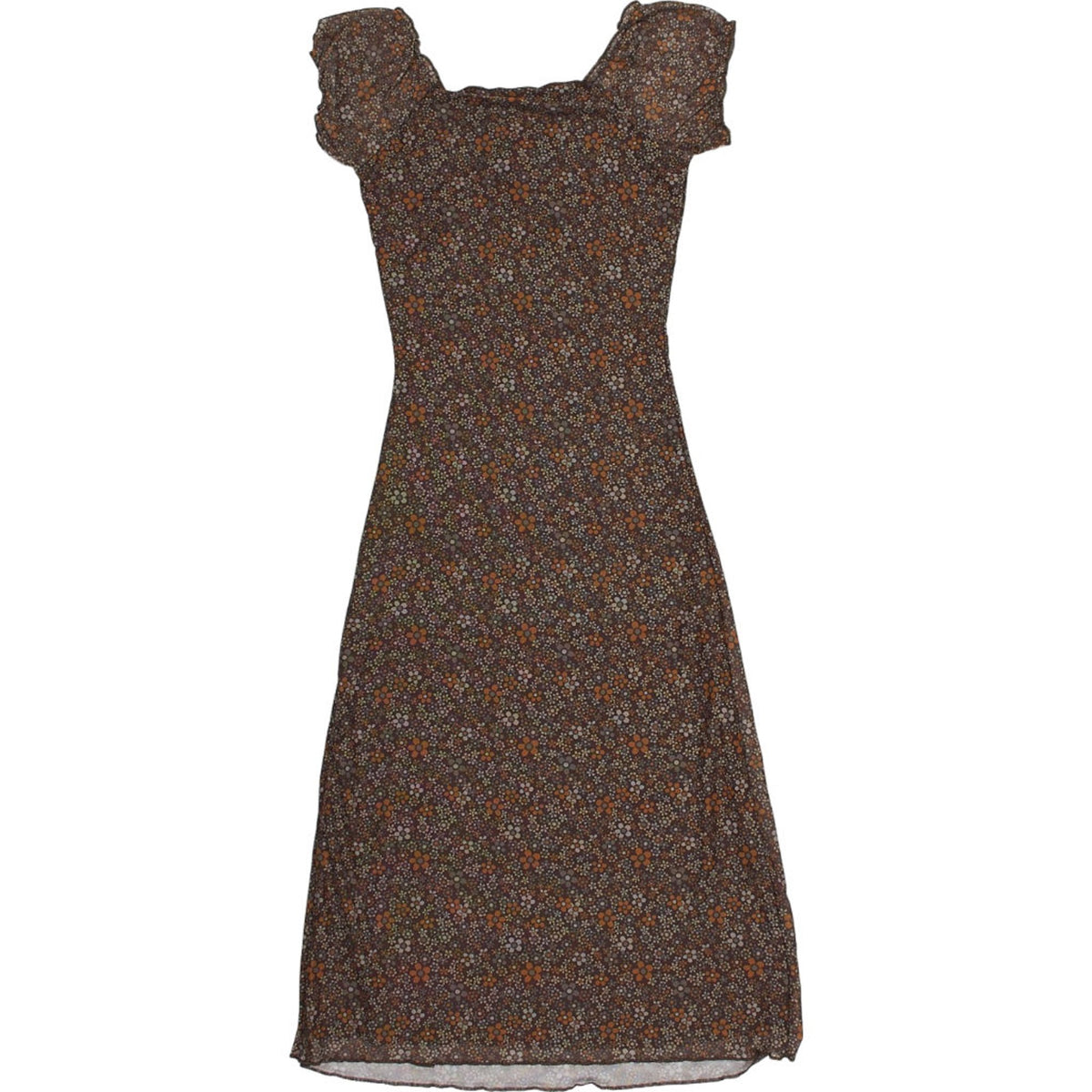 Motel Brown Flower Garden Lona Dress