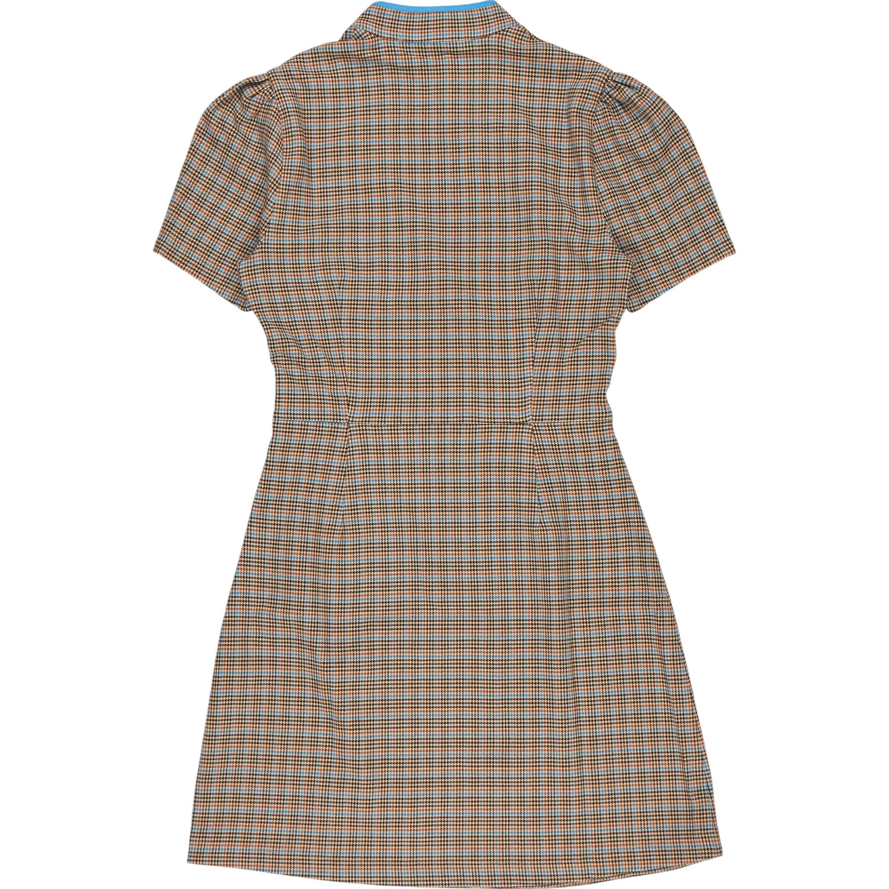 OMNES Brown Check Short Sleeve Dress