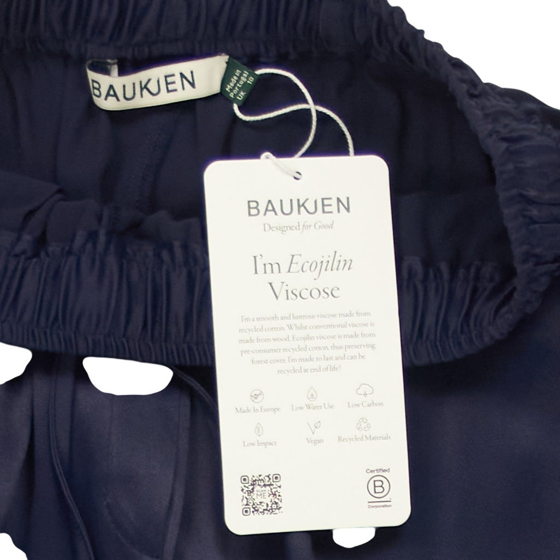 Baukjen Navy Satin Wide Leg Trousers