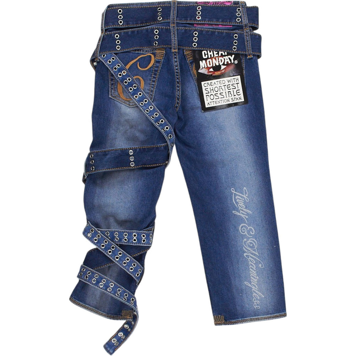 Cheap Monday Blue Grommet Strap Jeans