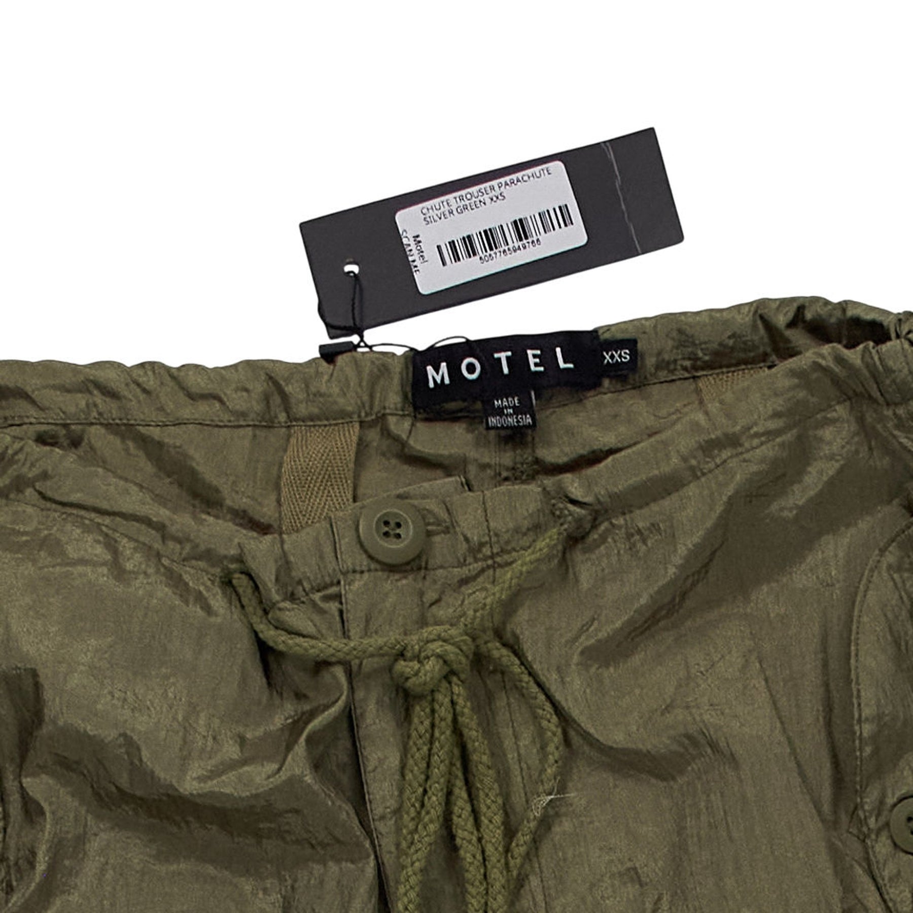 Motel Silver Green Chute Parachute Trousers