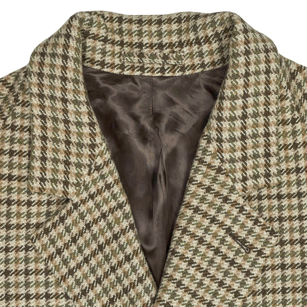 Lardini Brown Houndstooth Wool Cashmere Coat