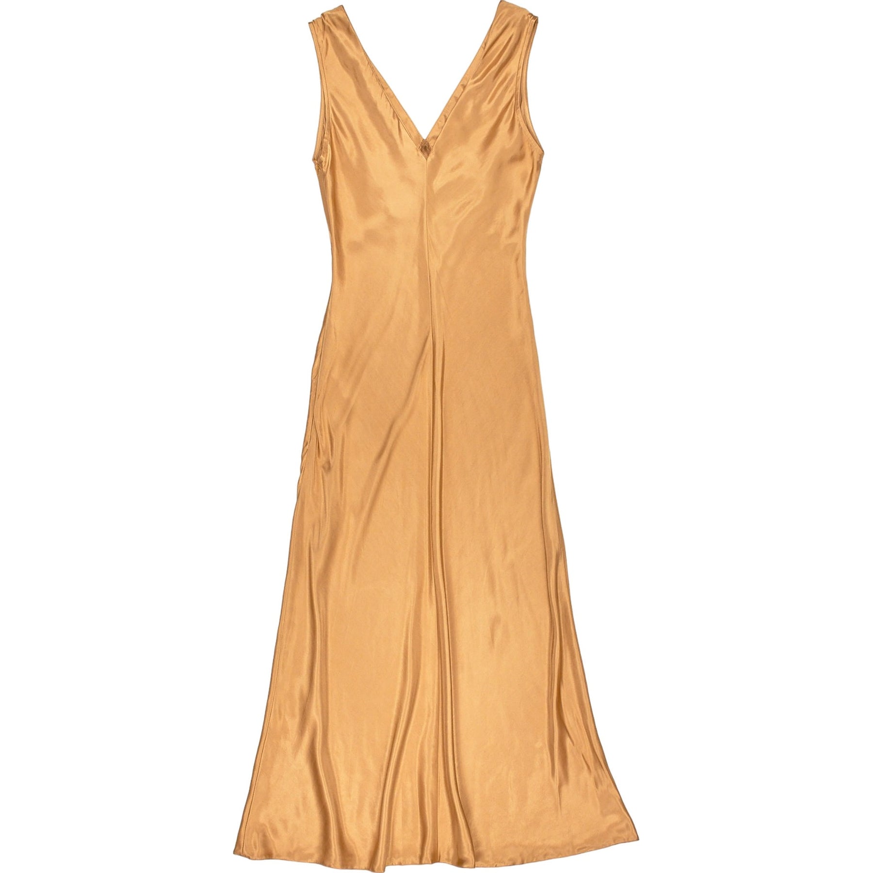 OMNES Brown Satin Midi Dress