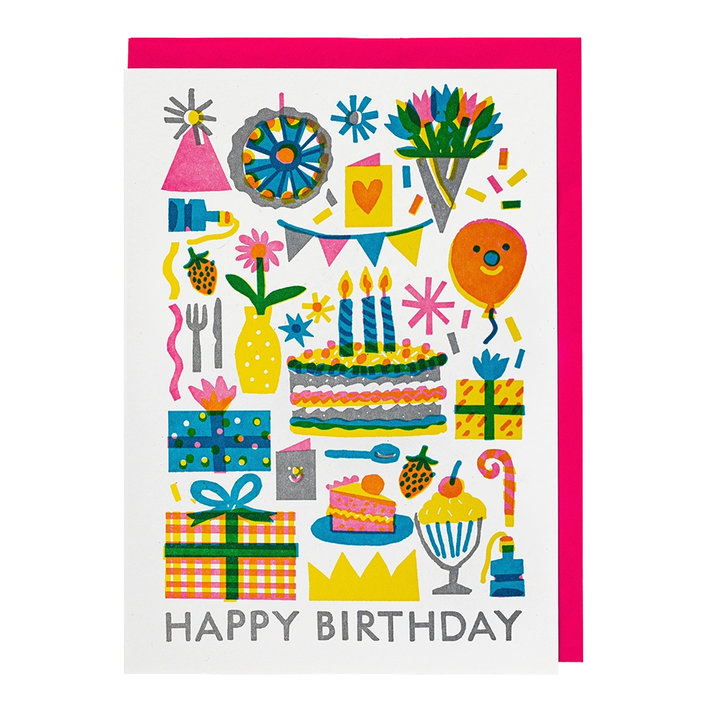 Birthday pattern - letterpress printed greeting card
