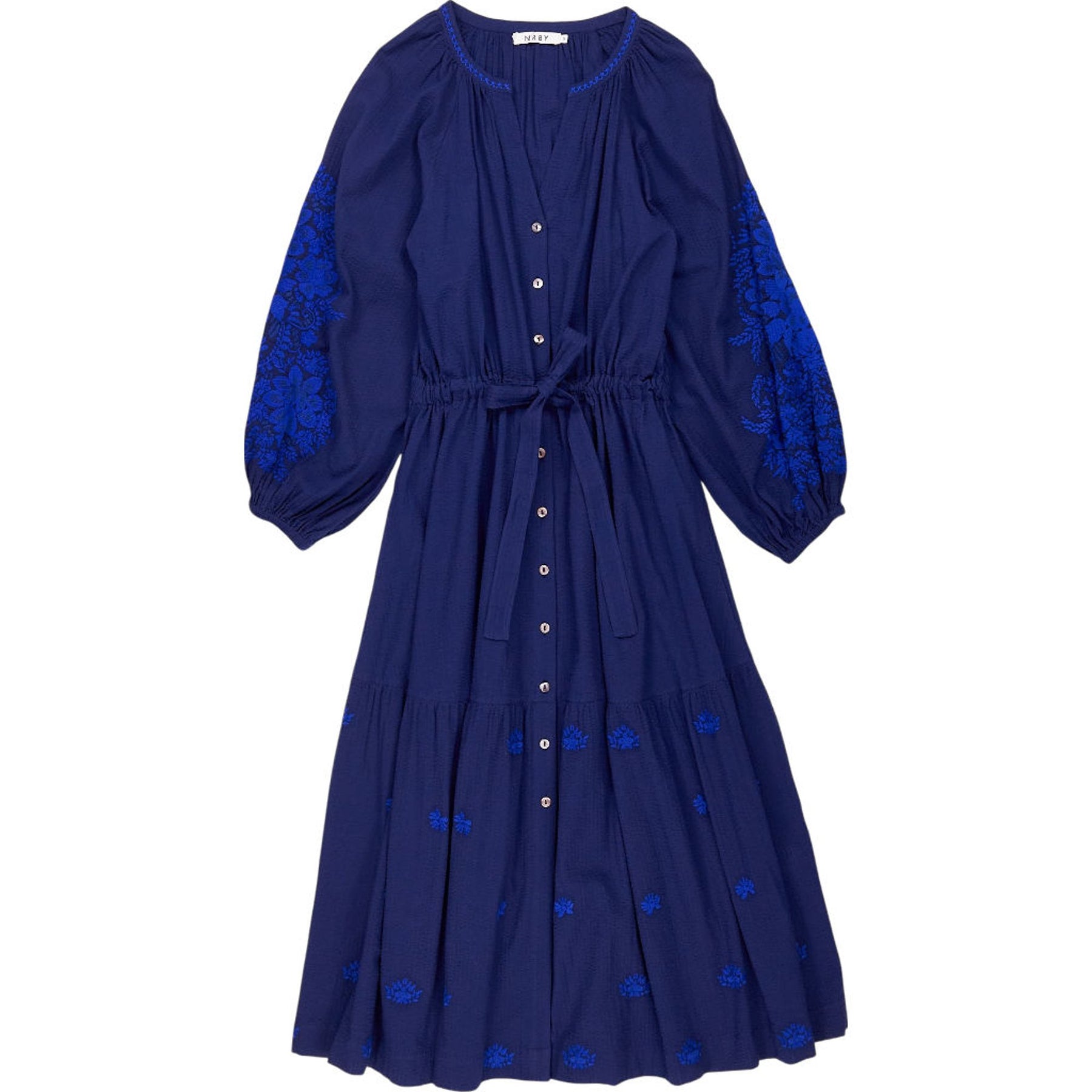 NRBY Blue Cotton Embroidered Dress
