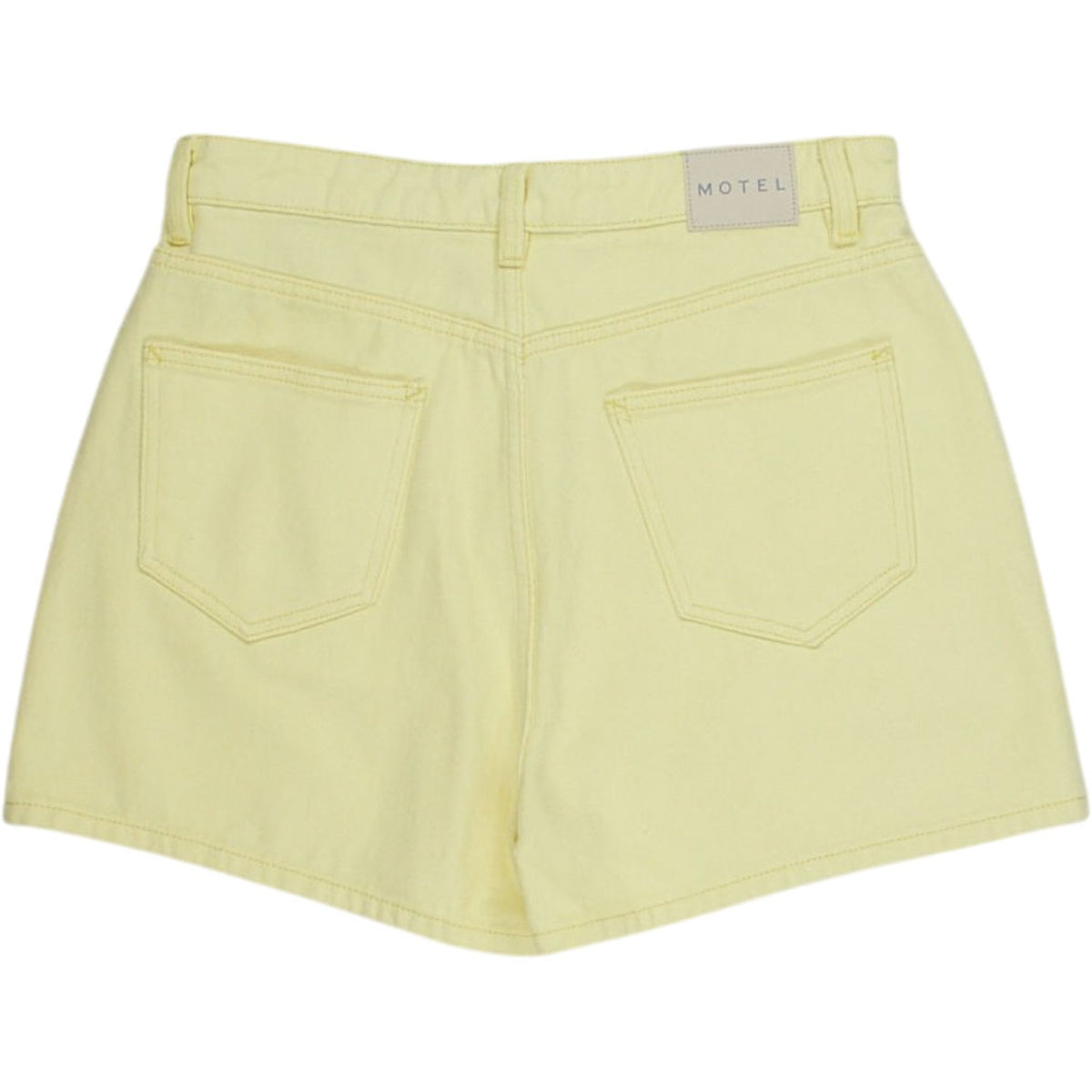 Motel Lemon Denim Mom Shorts