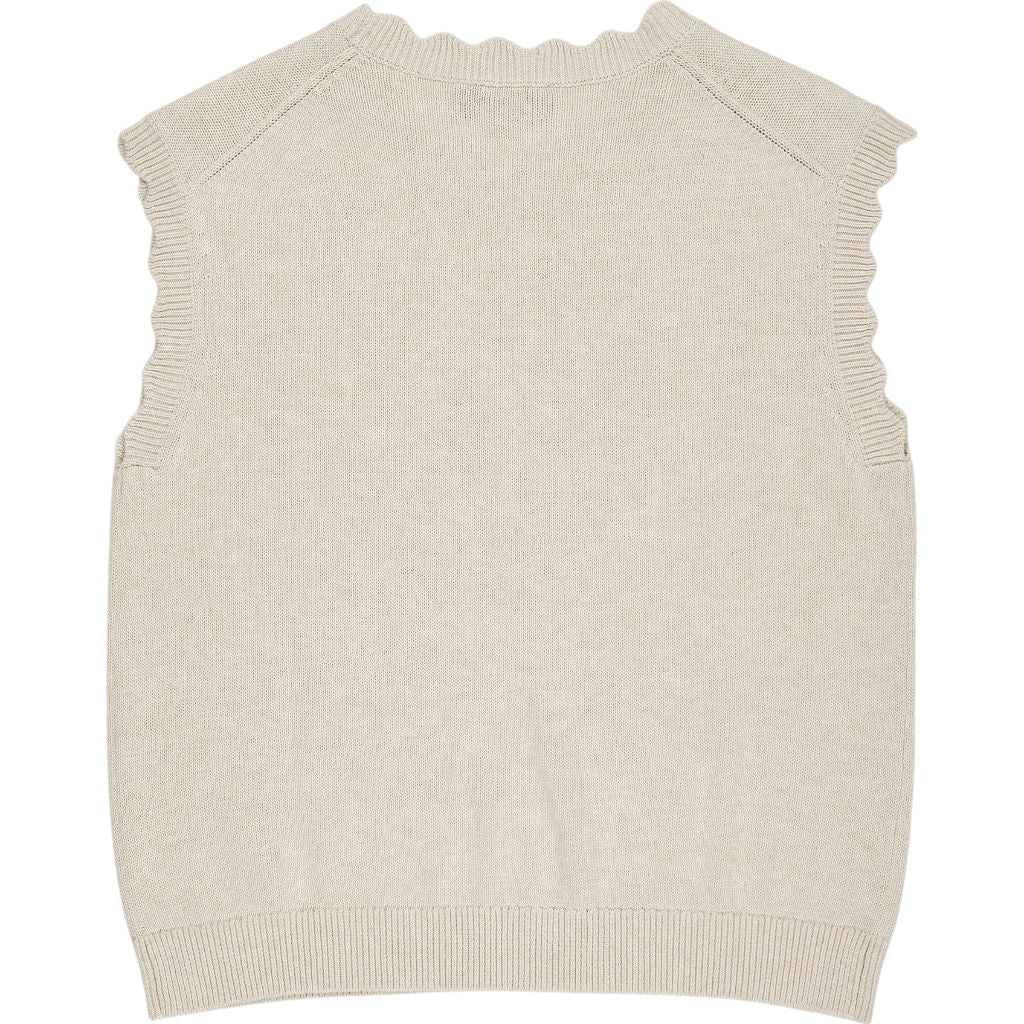 Wyse Cream Sleeveless Knit Top S
