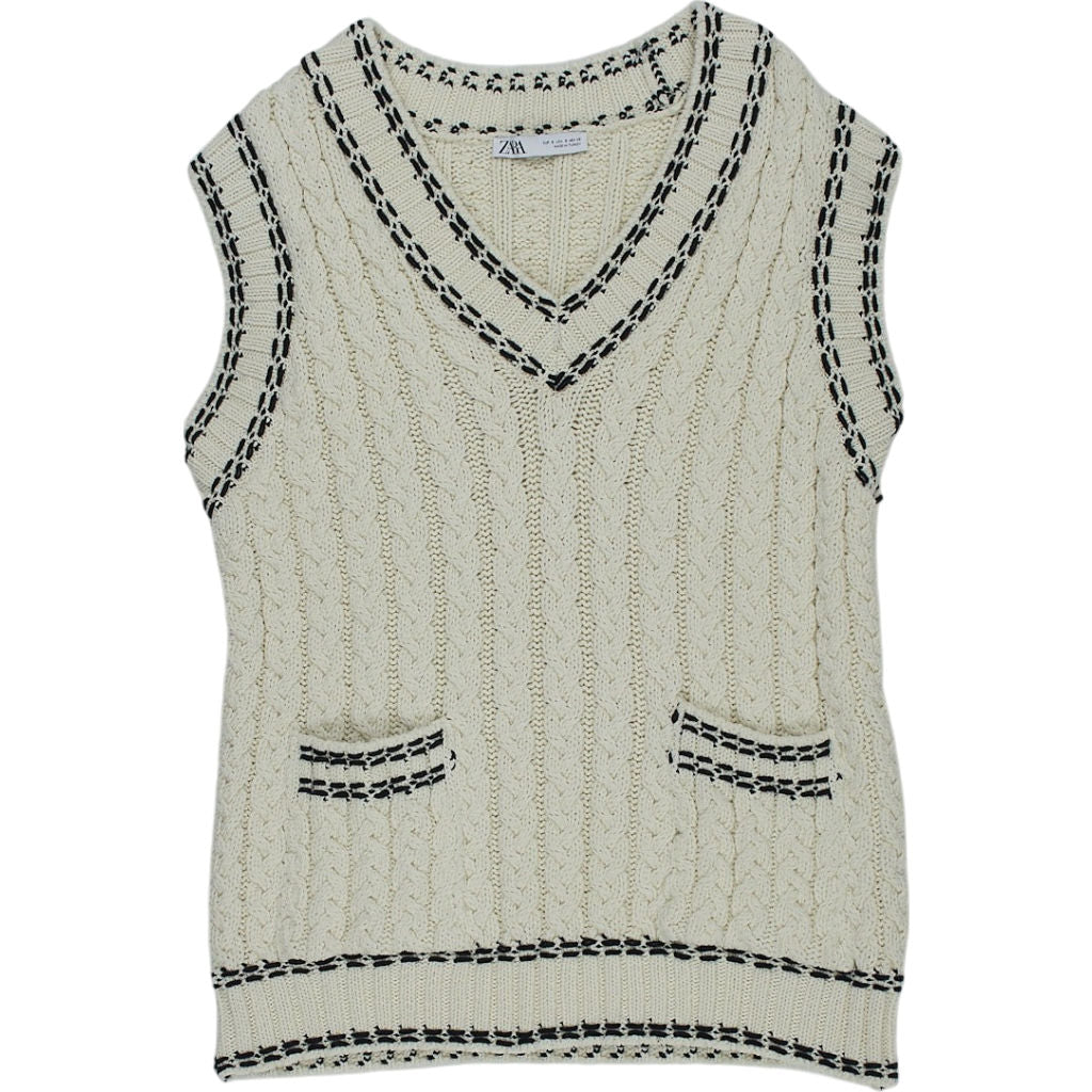 Zara Cream Cable Knit Vest S