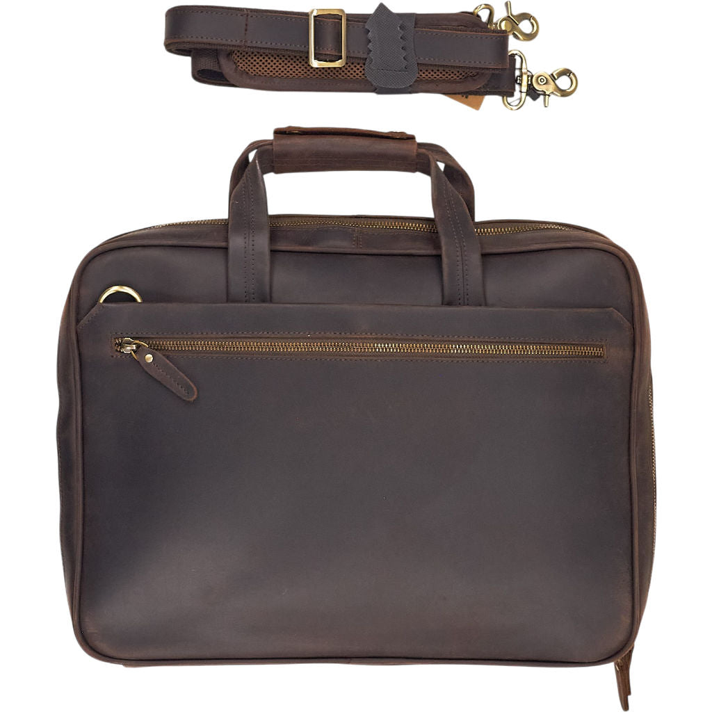 Tiding Brown Leather Briefcase