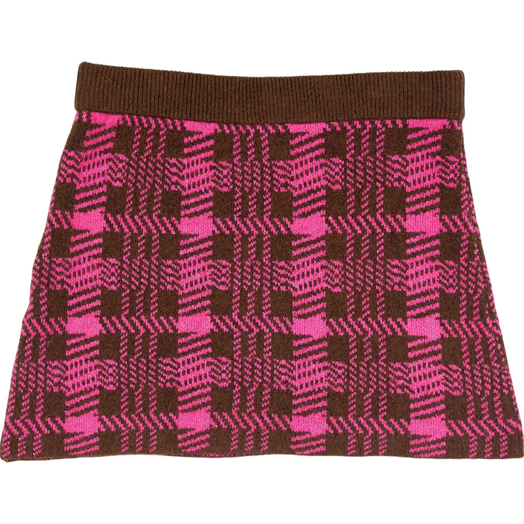 OMNES Magenta Brown Emma Checked Skirt Size XL