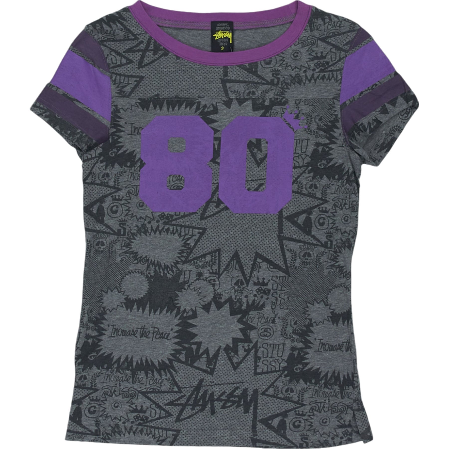Stussy Purple Grey Graphic Tee