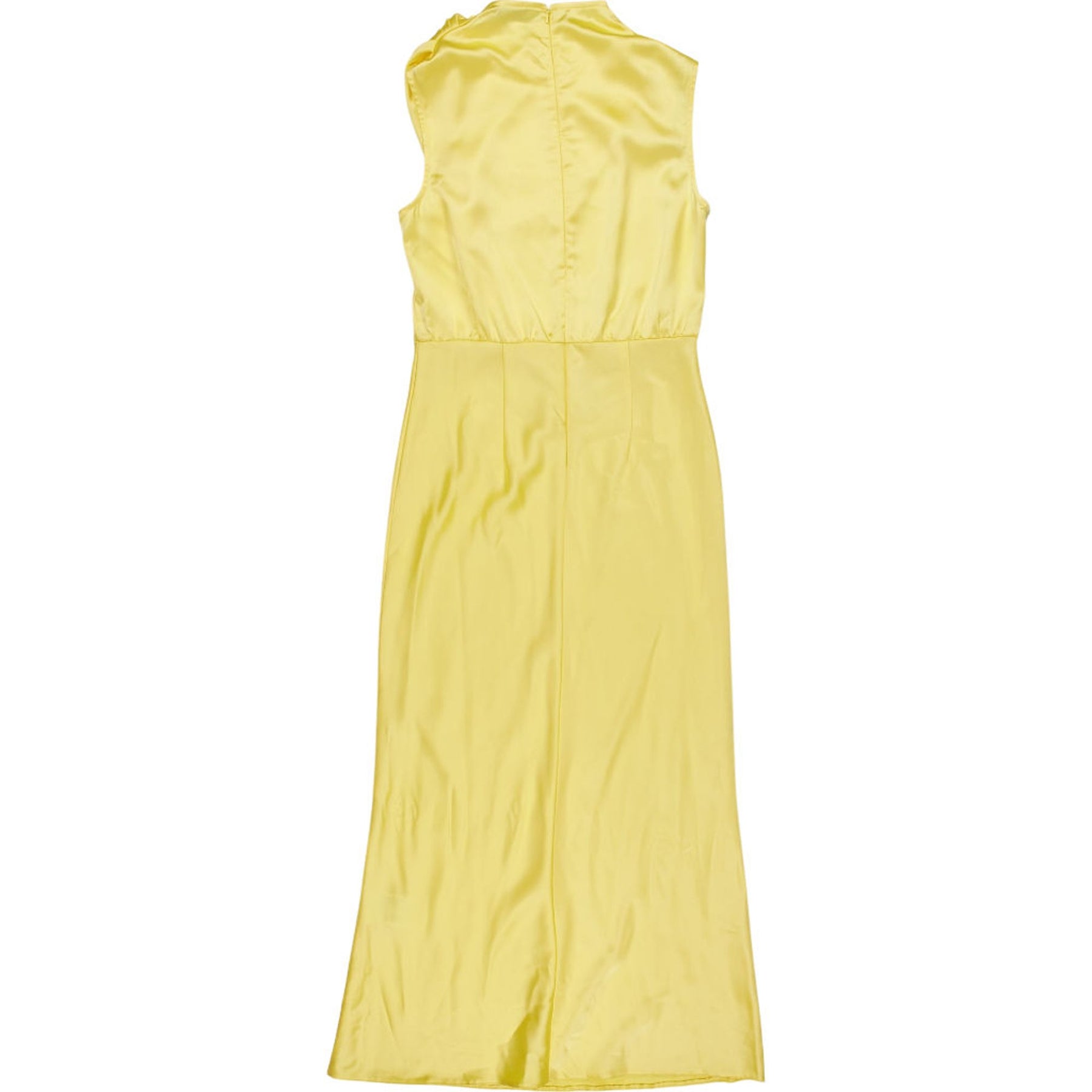 OMNES Yellow Satin Midi Dress