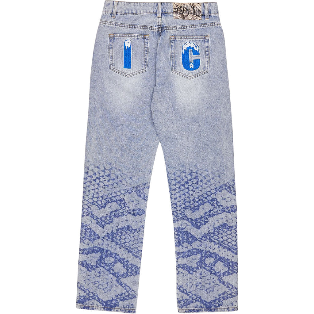 BBC Ice Cream Light Blue Snakeskin Denim Pants