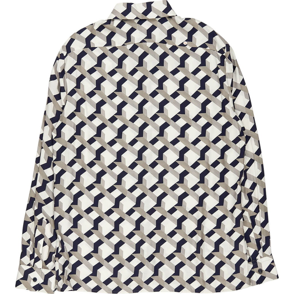 Moss Beige Geometric Long Sleeve Shirt