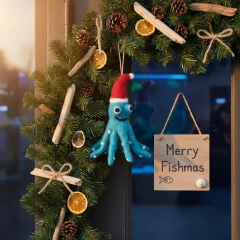 Handmade Felt Christmas Hanging Tree Decoration - Otto the Octopus