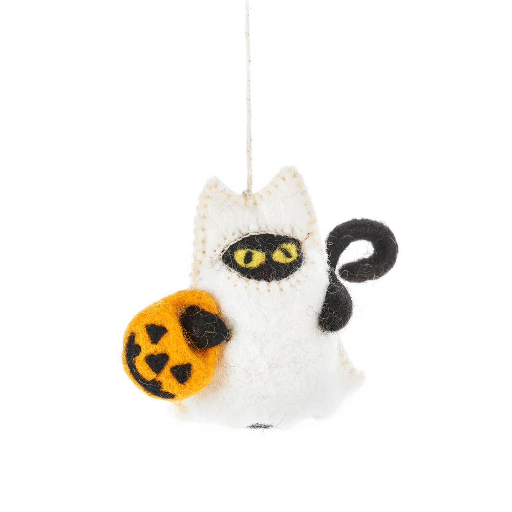 Handmade Felt 'Boo! Cat' Hanging Halloween Decoration