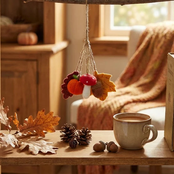 Handmade Felt Woodland Walks (Set of 5) Hanging Autumnal Decorations