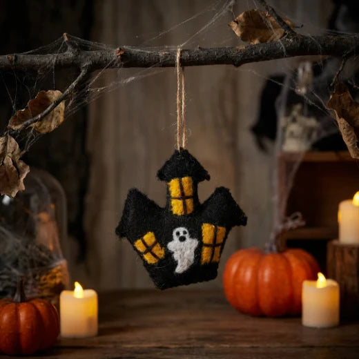 Handmade Felt Haunted House Hanging Halloween Decoration