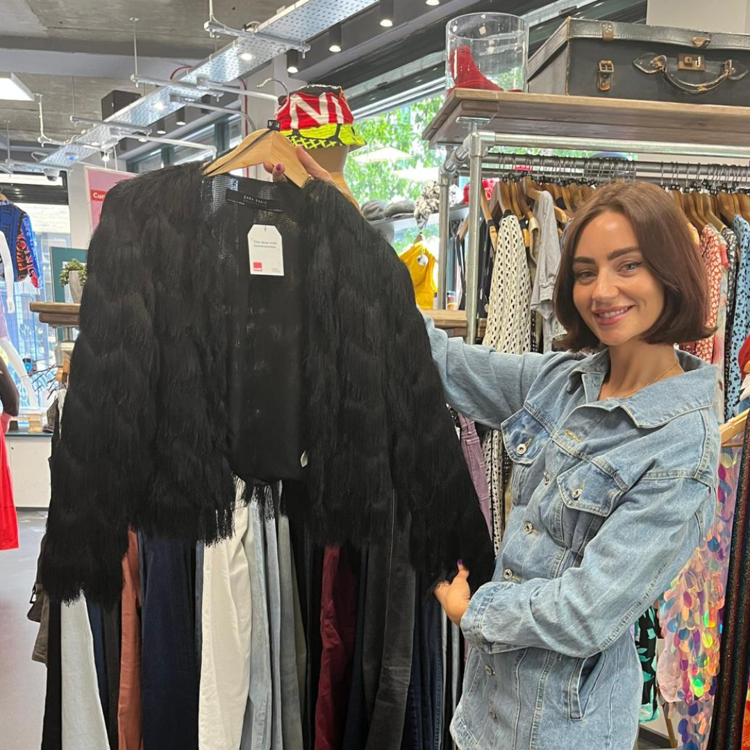Zara Black Zig Zag Fringed Jacket