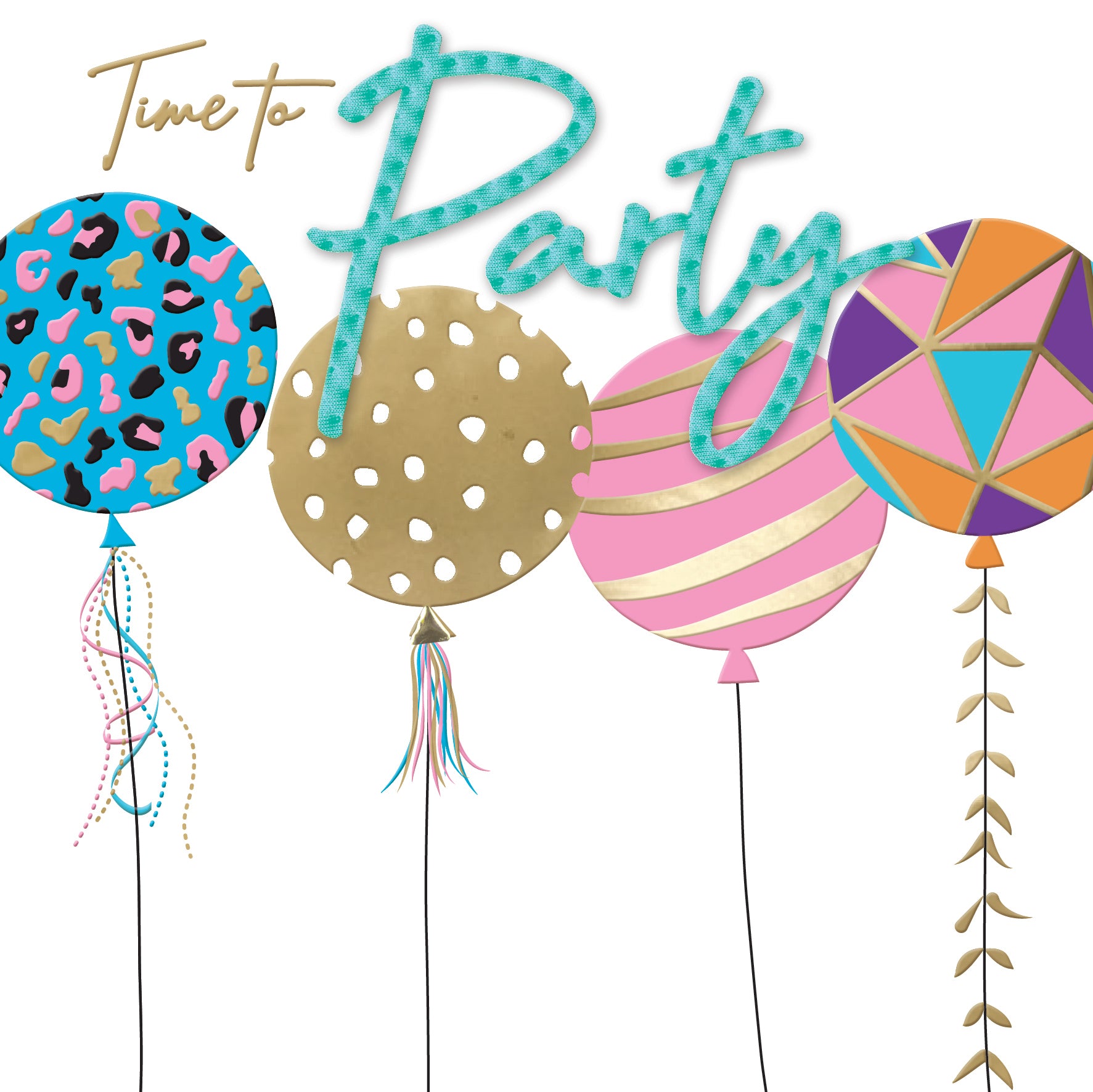 Time To Party Balloon Birthday Card