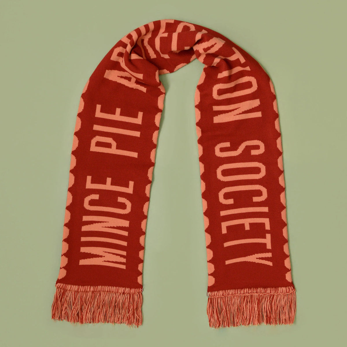 Mince Pie Appreciation Society - Rust Knitted Scarf