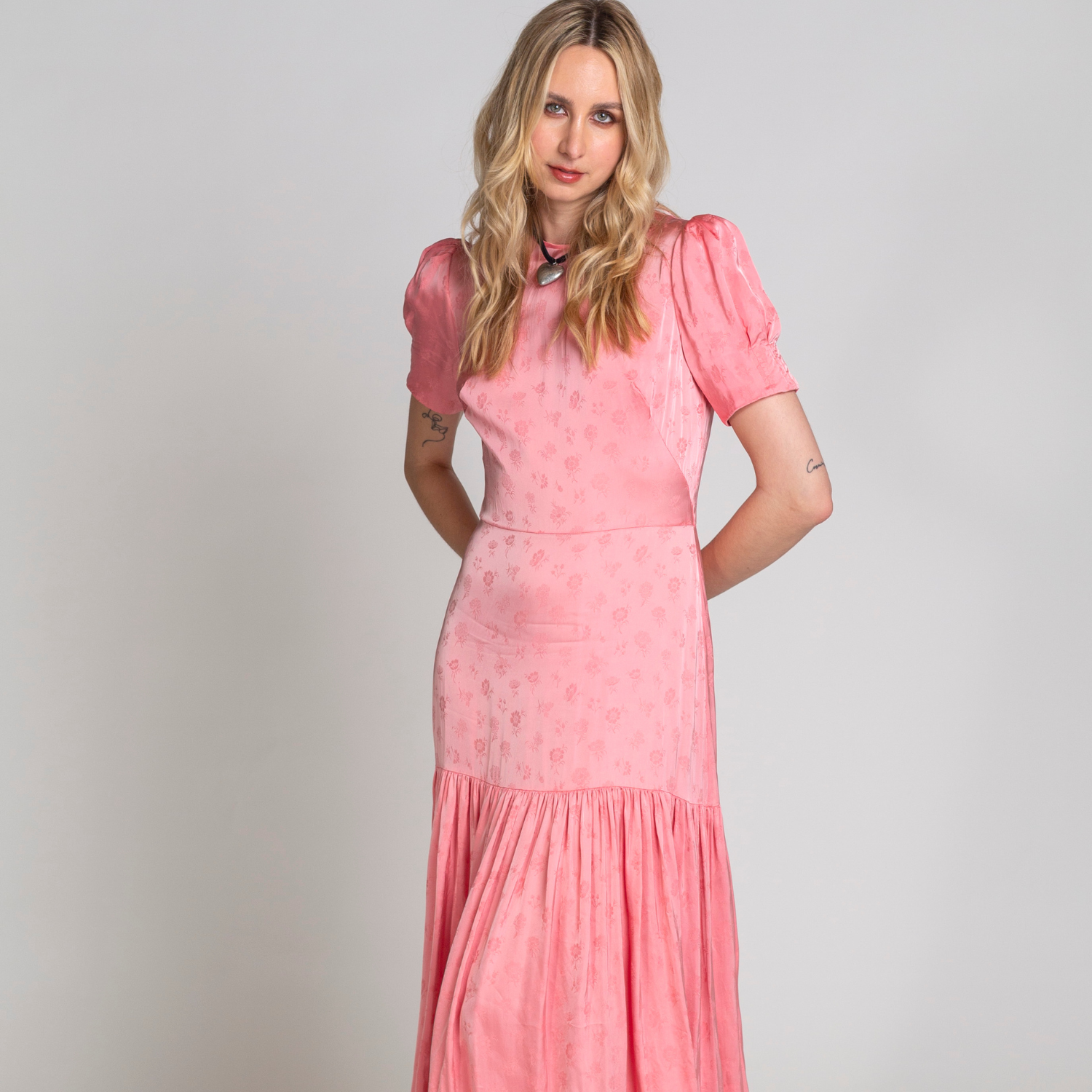 The Vampire's Wife Pink Floral Satin Dress