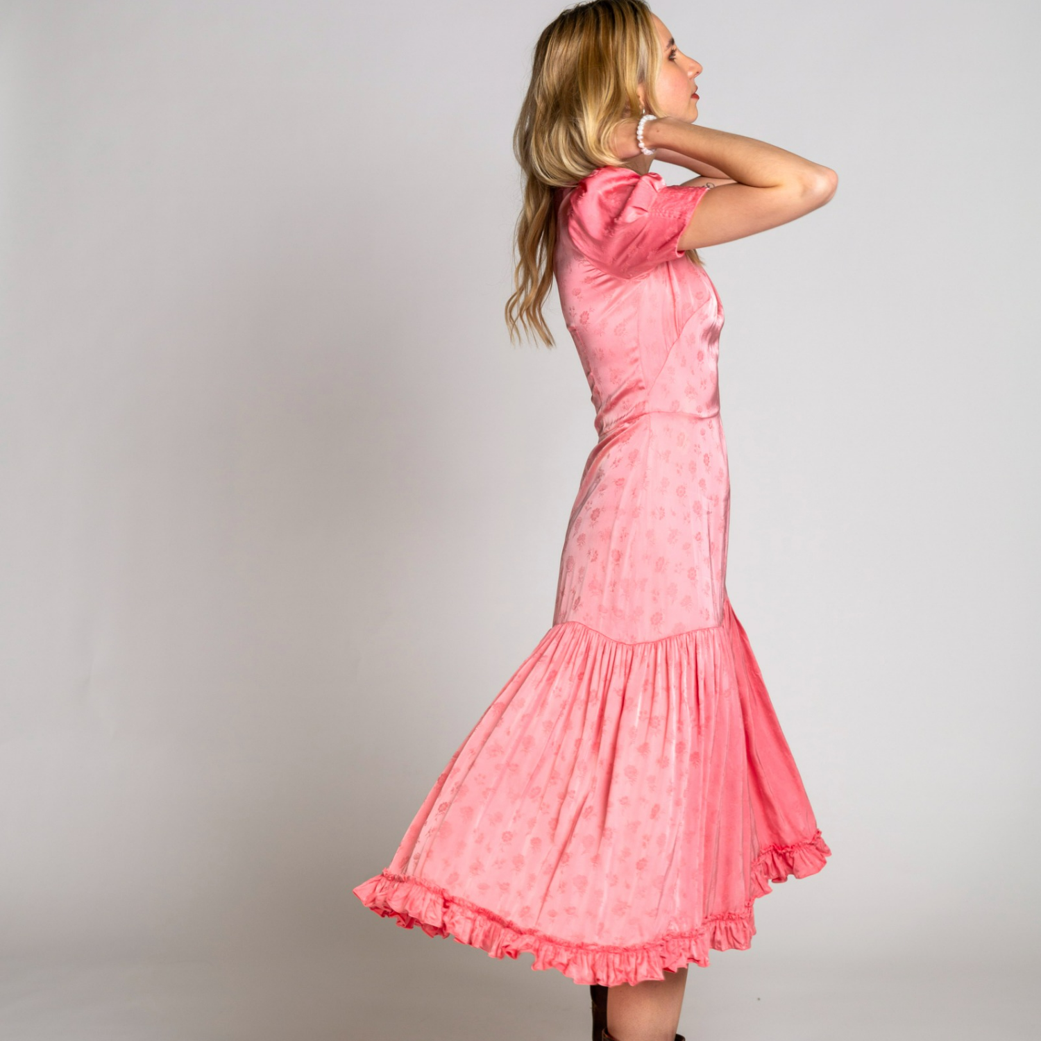 The Vampire's Wife Pink Floral Satin Dress