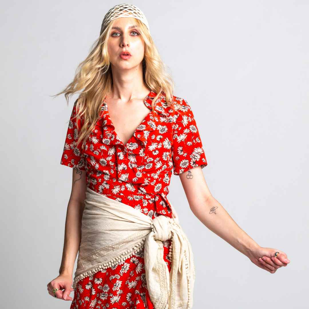 Topshop Red Floral Mini Wrap Dress