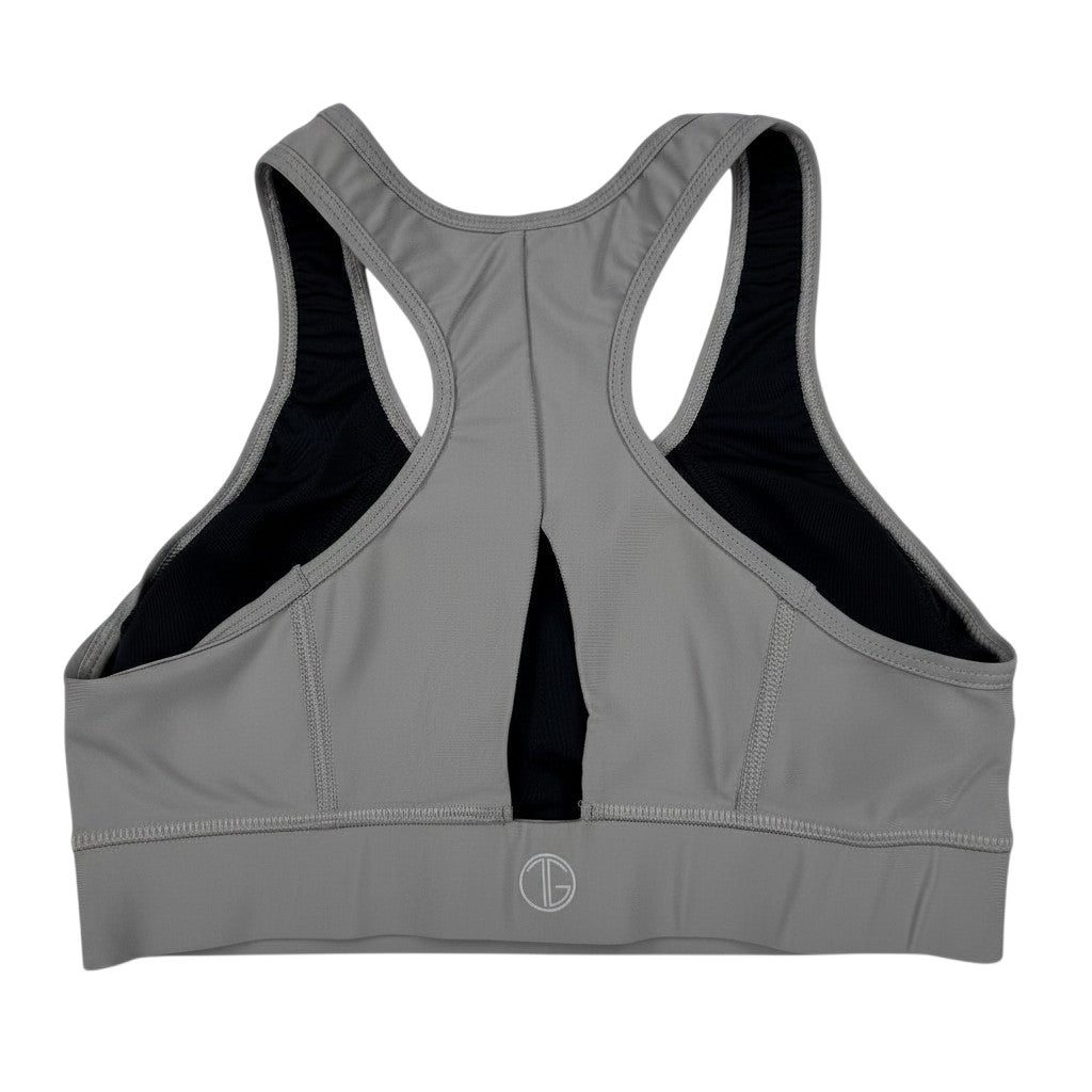 Tiger & Glory grey sports bra with racerback and cutout detail. Medium size.