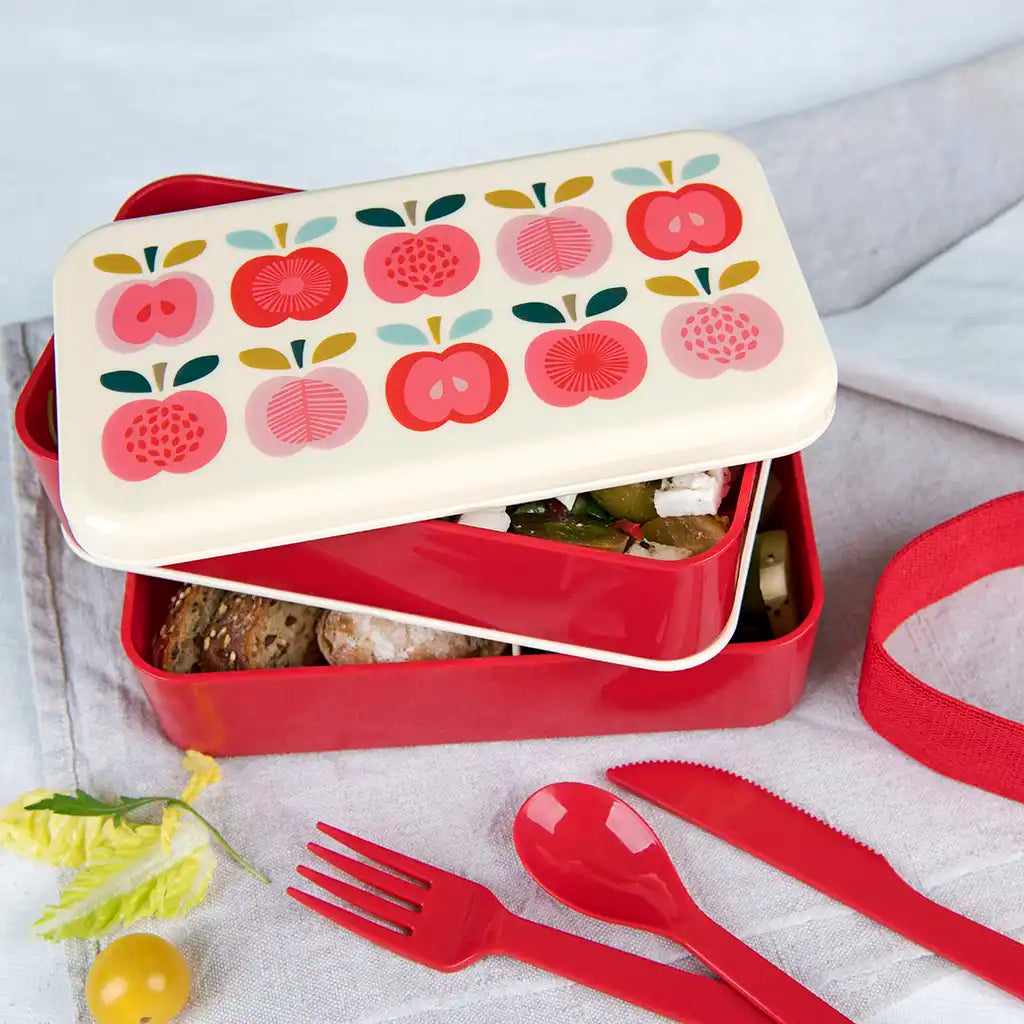 Bento box with cutlery - Vintage Apple